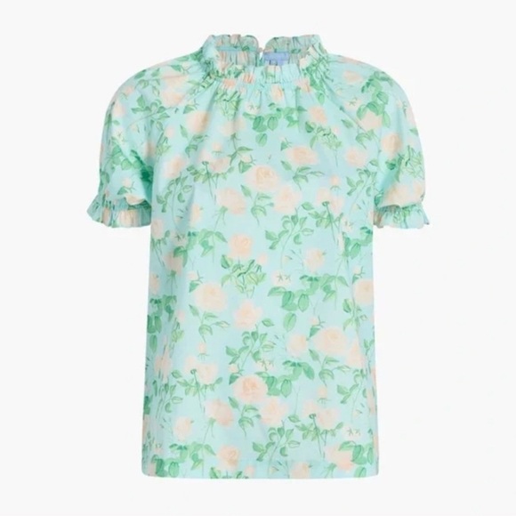 Hill House The Kit Top in Blue Roses Size Large - Picture 2 of 8